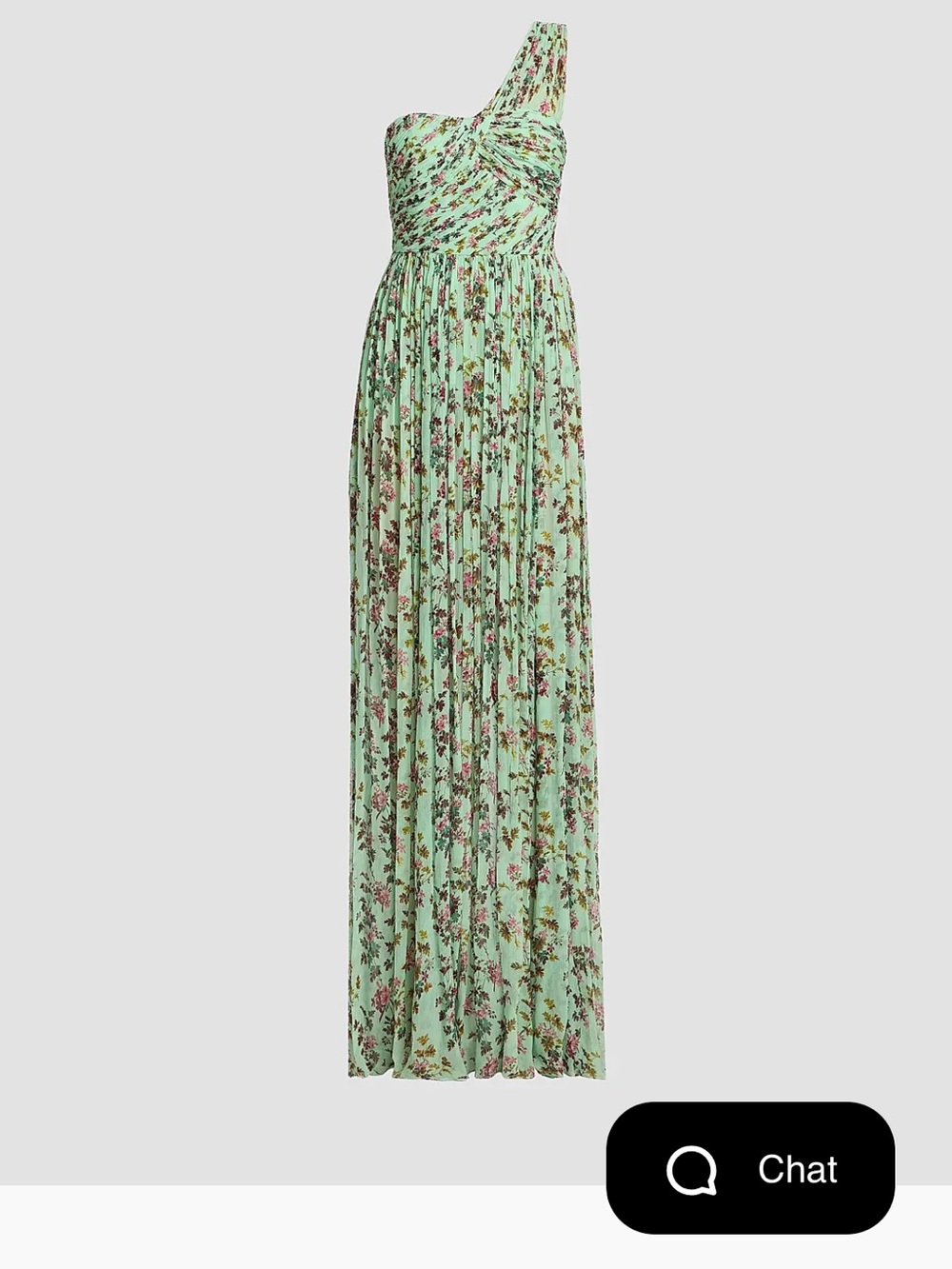 Ulla Johnson One-Shoulder Mint Green Floral Maxi Dress